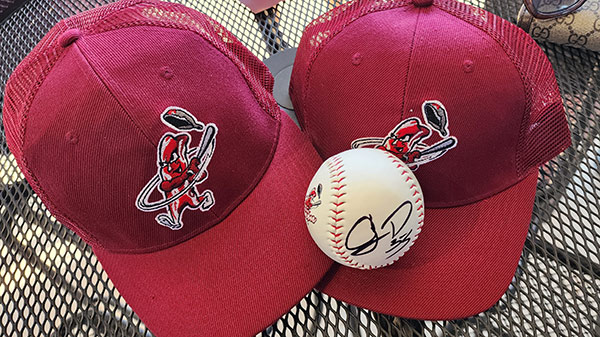 Baseball caps and signed baseball